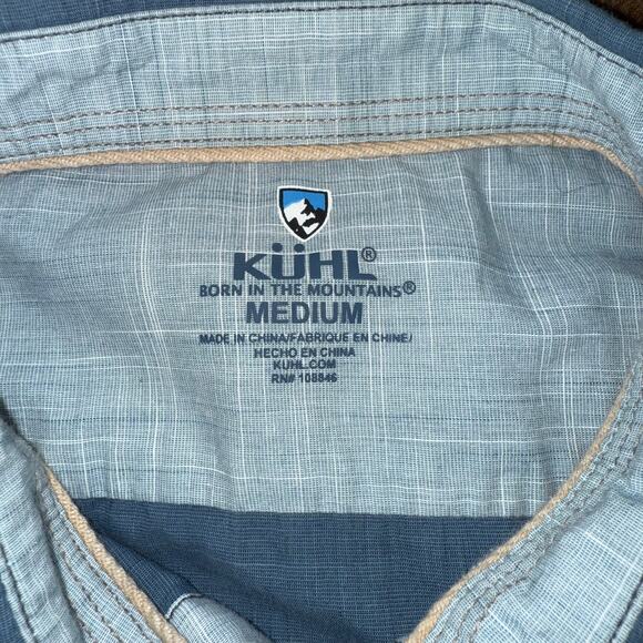 Kuhl Men's M Cotton/Poly Short Sleeve Button Front Casual Wear Blue Shirt - Picture 2 of 8